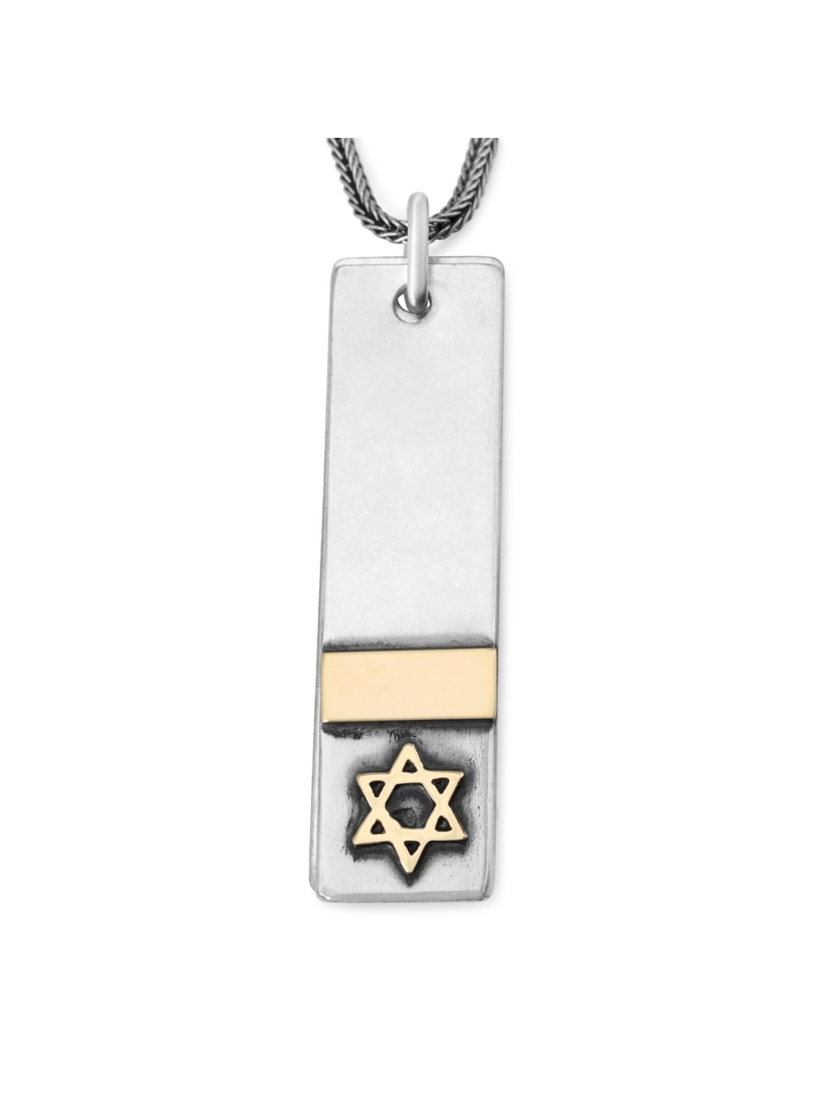 Shema Yisrael: Silver and Gold 'Dog Tags' Pendant for Men